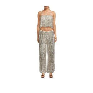 FORTE FORTE Micro Sequined Tank Top Light Gold Womens 0 US 2
